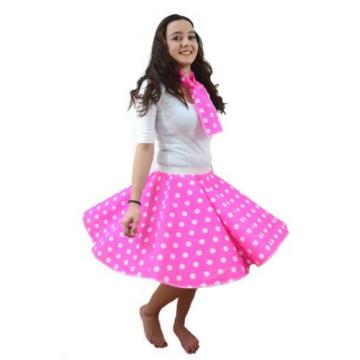 21&#034; ROCK AND ROLL POLKA DOT SKIRT 1950S GREASE JIVE LADIES FANCY DRESS COSTUME