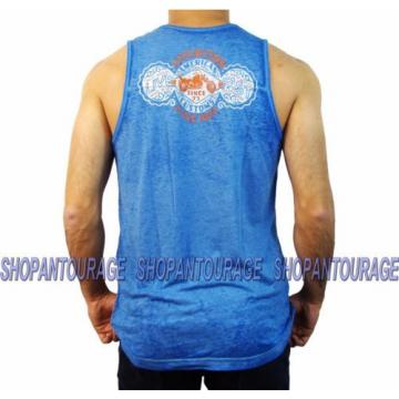 AFFLICTION AC Grease A13420 Men`s New Cobalt Blue Burnout Tank Top