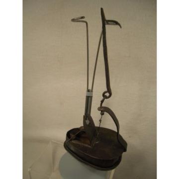 Antique Hanging Iron Betty Grease Lamp w/Pick Large 5&#034; Chamber 11 1/2&#034;