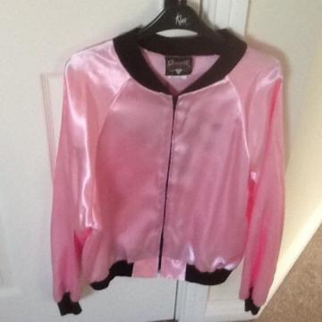 Grease pink ladies satin jacket, plus pink wig