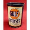 1938 ca. VINTAGE GULF SUPREM CUP GREASE #4, VERY CLEAN AND NICE METAL CAN, GAS #1 small image