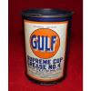 1938 ca. VINTAGE GULF SUPREM CUP GREASE #4, VERY CLEAN AND NICE METAL CAN, GAS #2 small image
