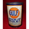 1938 ca. VINTAGE GULF SUPREM CUP GREASE #4, VERY CLEAN AND NICE METAL CAN, GAS #4 small image