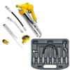 Air Manual Grease Gun Kit PLUS 7pc Adapter Set Hand Lever Lube Flex Hose