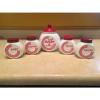 Vintage Fire King Vitrock white &amp; Red Circle Four Shaker &amp; Grease Jar Very Nice #1 small image