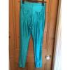Aqua shiny trousers jeans jeggings leggings size 12 Grease Rave Neon Alternative #2 small image