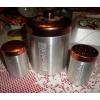 3 PIECE ALUMINUM CANISTER SET, SALT, PEPPER, GREASE CAN,