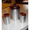 3 PIECE ALUMINUM CANISTER SET, SALT, PEPPER, GREASE CAN,