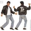 Mens Black Jacket Leatherlook Costume for Grease T Birds 50s Fancy Dress #1 small image