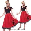 CL162 Rock and Roll Sweetheart Womens 50s 60s Grease Fancy Dress Costume Outfit #1 small image