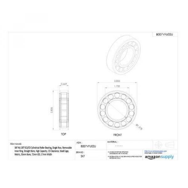  NU 207 ECJ/C3 Cylindrical Roller Bearing, Single Row, Removable Inner Ring, #2 image