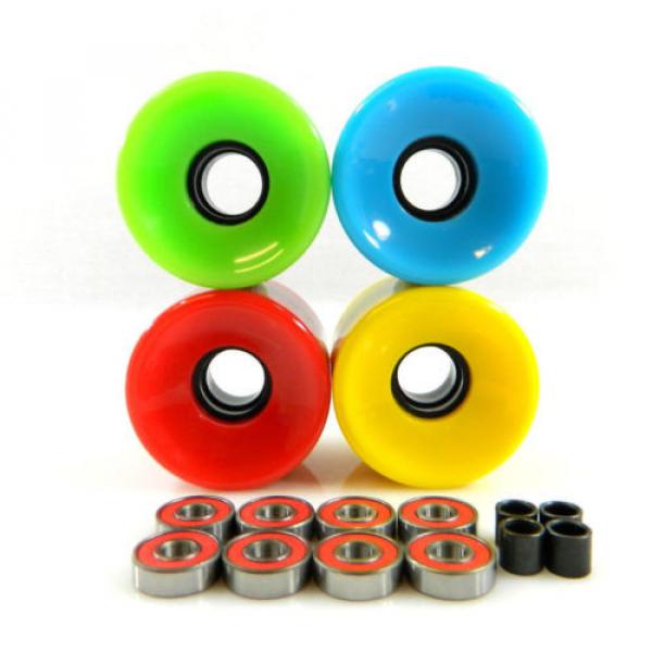 Blank 70mm Longboard Cruiser Multi Color Wheels + ABEC 7 Bearing  + Spacers #3 image