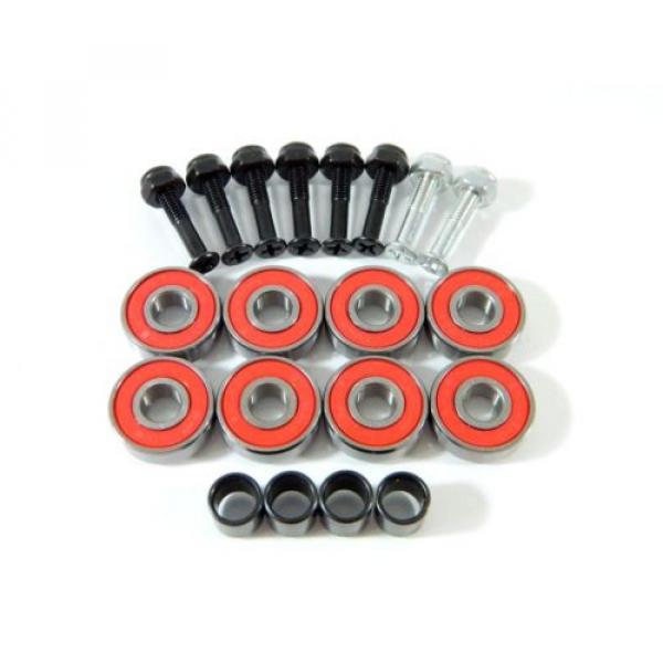 8 pc ABEC 7 ABEC 9 Skateboard 608 Bearings + Spacers + 1&#034; Hardware, Multi Colors #1 image