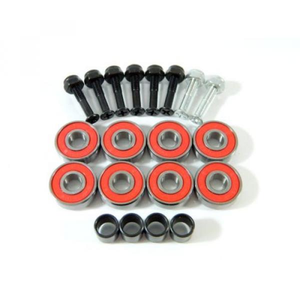 8 pc ABEC 7 ABEC 9 Skateboard 608 Bearings + Spacers + 1&#034; Hardware, Multi Colors #2 image