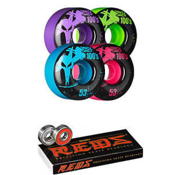 Bones Skateboard Wheels 53mm 100&#039;s Multi With Reds Bearings #1 image