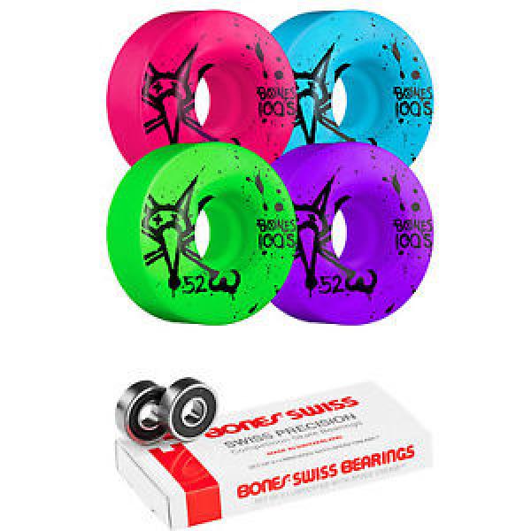 Bones Skateboard Wheels 52mm 100&#039;s Multi With Swiss Bearings #1 image