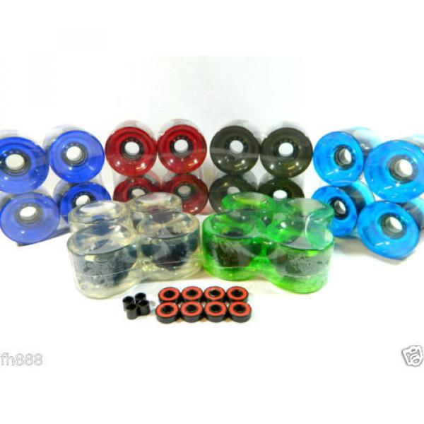 Blank 60mm Longboard Cruiser Multi Clear Color Wheels + ABEC 7 Bearing + Spacers #1 image