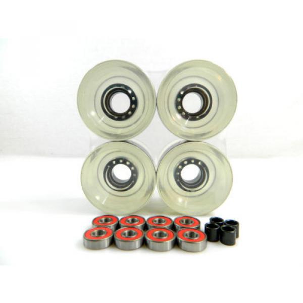 Blank 60mm Longboard Cruiser Multi Clear Color Wheels + ABEC 7 Bearing + Spacers #3 image