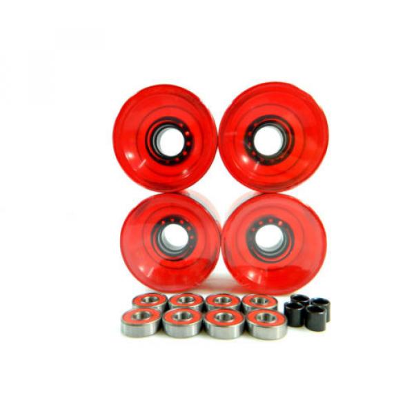 Blank 60mm Longboard Cruiser Multi Clear Color Wheels + ABEC 7 Bearing + Spacers #4 image