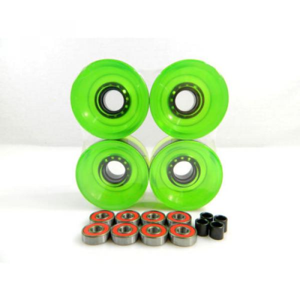 Blank 60mm Longboard Cruiser Multi Clear Color Wheels + ABEC 7 Bearing + Spacers #5 image