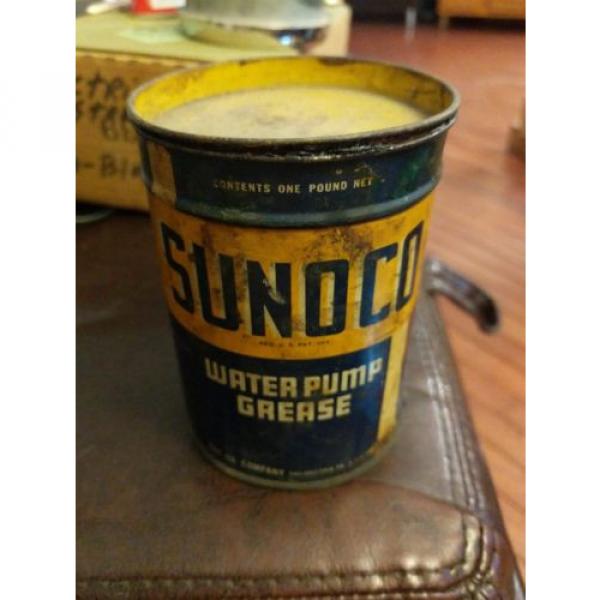 Vintage 1937 Sunoco Automotive Lubricant Water Pump Grease 1 lb Oil Can #1 image