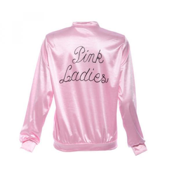 Pink Lady Retro 50s Jacket Women Fancy Grease Costume Cheerleader Hen Party #3 image