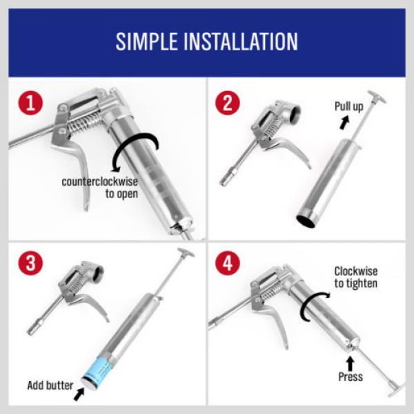 One-Hand Pistol Grip Grease Gun Graisseur With Greas Cartridges Greasing Lube #4 image