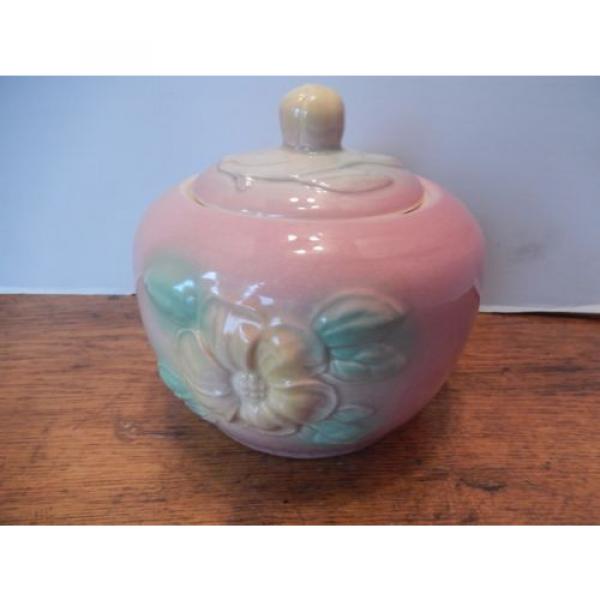 Vtg Hull Sunglow Pink Pottery Flower Yellow USA Grease Jar Pot Floral 1940&#039;s #2 image