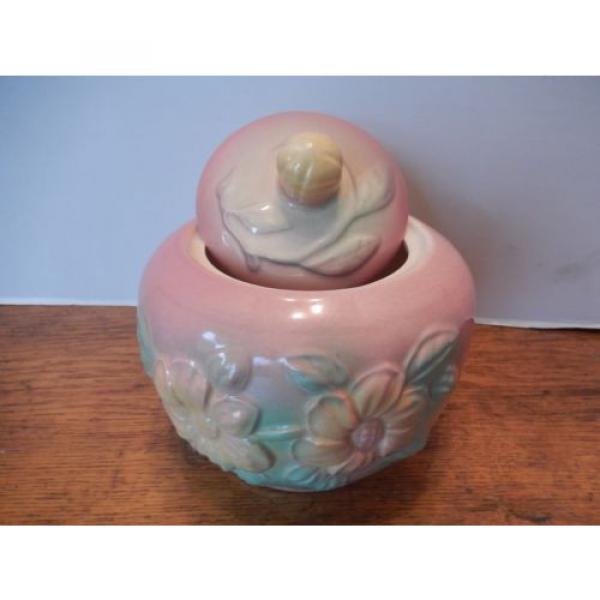 Vtg Hull Sunglow Pink Pottery Flower Yellow USA Grease Jar Pot Floral 1940&#039;s #3 image