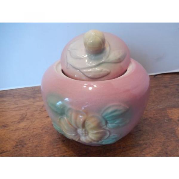 Vtg Hull Sunglow Pink Pottery Flower Yellow USA Grease Jar Pot Floral 1940&#039;s #4 image