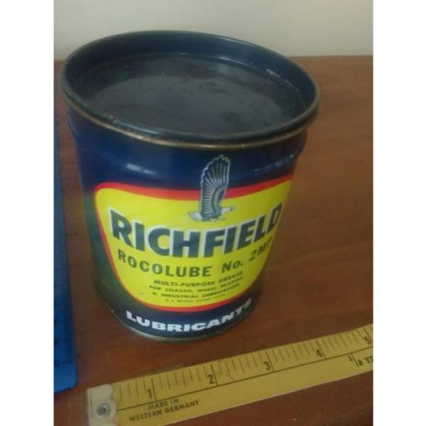 Richfield RocoLube grease metal oil can vtg petroleum gas collectible auto #1 image