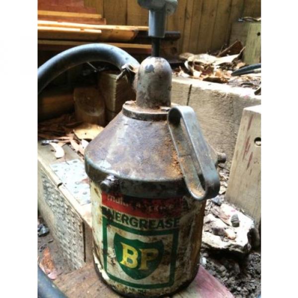 OLD COLLECTABLE BP GREASE OIL PETROL TIN AND GREASE GUN #2 image