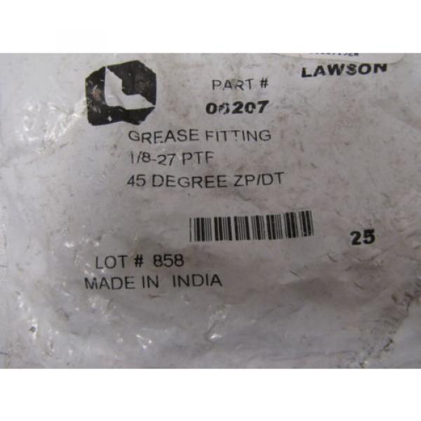 25pk Lawson 06207 / 6207 Ball Check Type Grease Fitting 1/8-27 PTF 45° ZP/DT #3 image