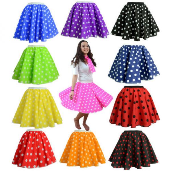 Adult 1950&#039;s GREASE Style UK MADE Polka Dot 24&#034; Long Skirt Scarf/Bow costume #2 image