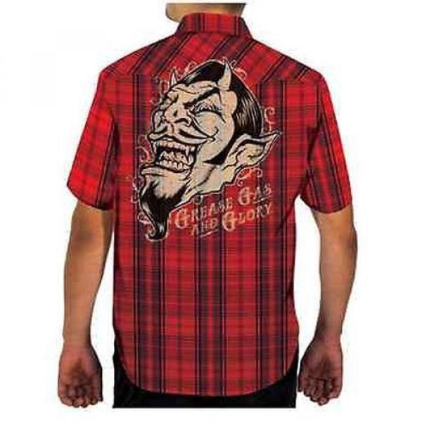 Lucky 13 shirt plaid button up devil head grease gas glory rockabilly western #2 image