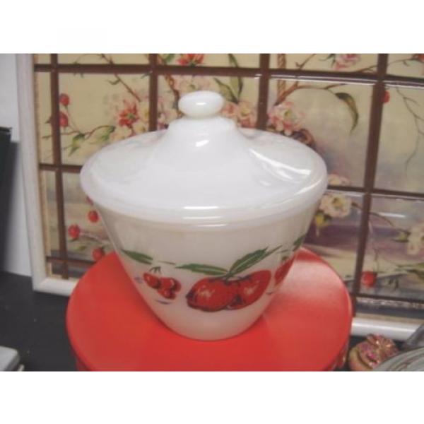 Fire King Cherry Apple Milk Glass Grease Jar With Lid Beautiful Vintage 50s 60s #1 image