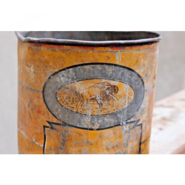 Antique Prairie City Winnipeg BUFFALO Oil Tin Can Grease Pail #2 image