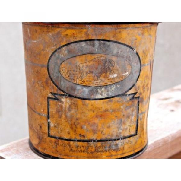 Antique Prairie City Winnipeg BUFFALO Oil Tin Can Grease Pail #5 image