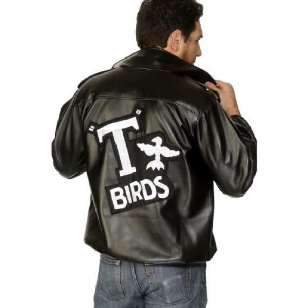 Adult Men&#039;s Black Licensed Grease T-Bird Jacket fancy Dress Costume #2 image