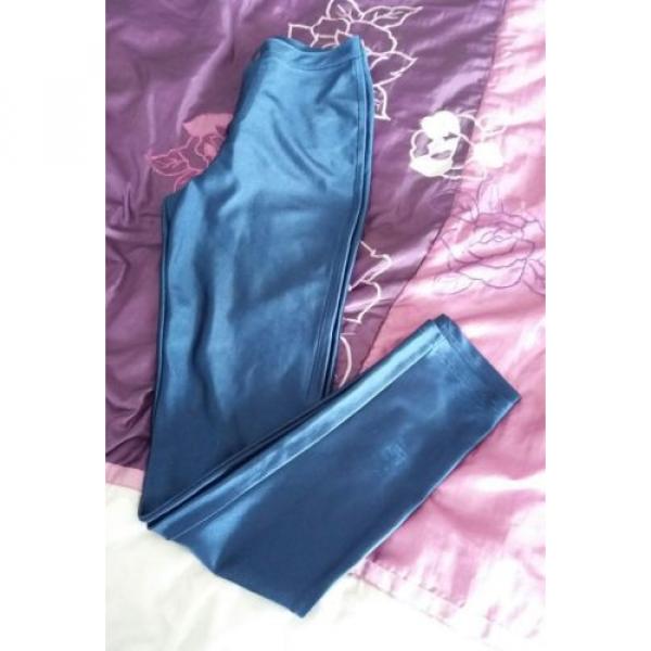 Ladies electric blue shiny Grease trousers, size 10, Love Label #1 image