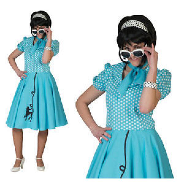 Ladies Blue Rock N Roll Poodle Fancy Dress Costume 1950S Grease Outfit UK 10-14 #1 image