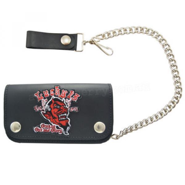 Lucky 13 Grease Gas Glory Leather Chain Wallet Kustom Rockabilly Punk Tattoo #1 image