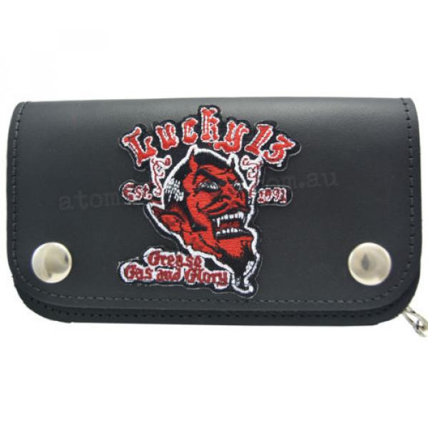 Lucky 13 Grease Gas Glory Leather Chain Wallet Kustom Rockabilly Punk Tattoo #2 image