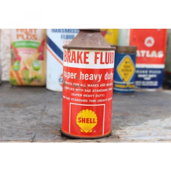 SHELL Brake Fluid 12 oz. Small Can Oil Grease Metal Vintage Cone Top Sign Tin #1 image