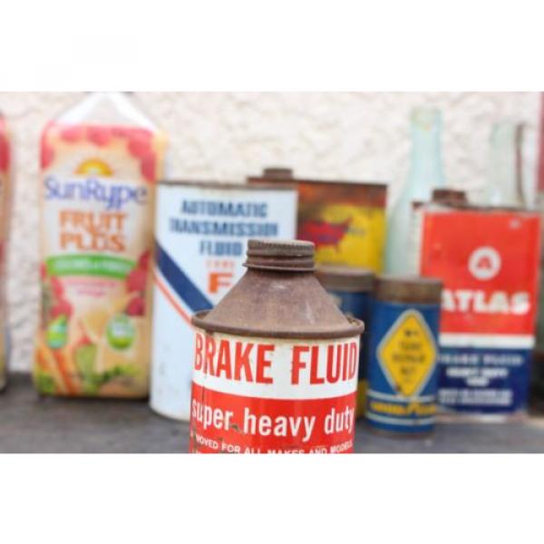 SHELL Brake Fluid 12 oz. Small Can Oil Grease Metal Vintage Cone Top Sign Tin #2 image
