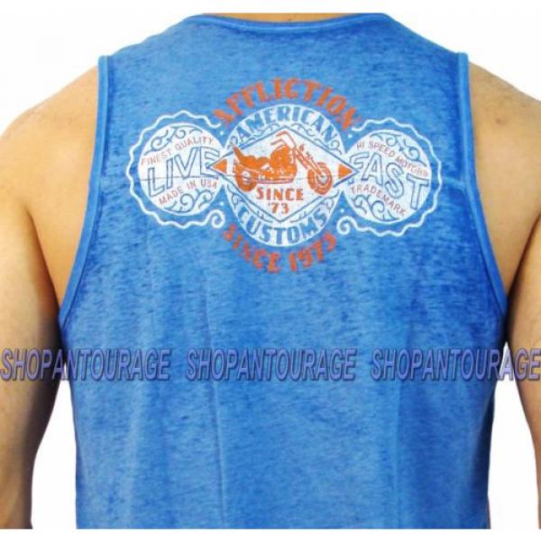 AFFLICTION AC Grease A13420 Men`s New Cobalt Blue Burnout Tank Top #4 image