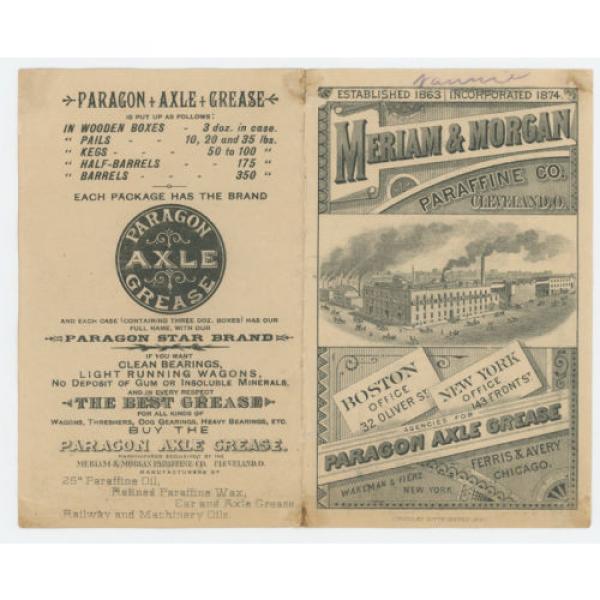 Paragon Axle Grease Bi-Fold 1880&#039;s Trade Card #1 image