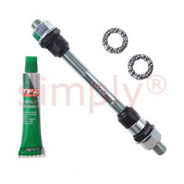 Cyclo 9x140mm Chrome Molybdenum Steel Cycle Axle &amp; Lithium Grease &amp; Hub Cages #1 image