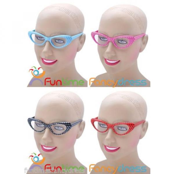 Polka Dot 1950&#039;s Style Glasses 50&#039;s Rock n Roll Fancy Dress Grease 4 Colours #1 image