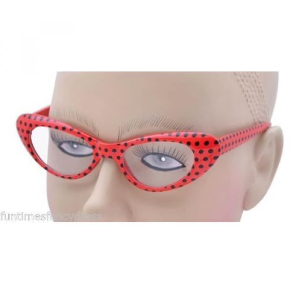 Polka Dot 1950&#039;s Style Glasses 50&#039;s Rock n Roll Fancy Dress Grease 4 Colours #2 image